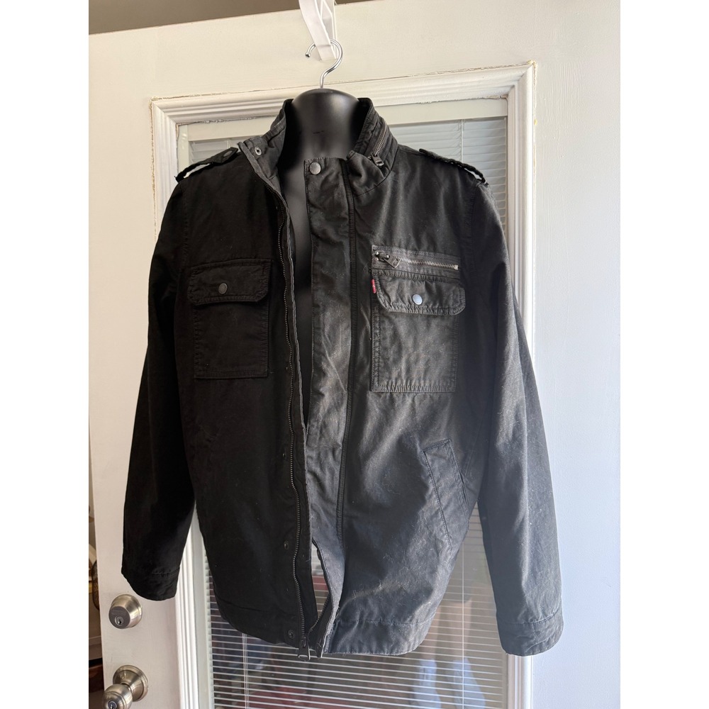Levi's Field Jacket Mens Medium Black Quilted Utility Military Moto Coat